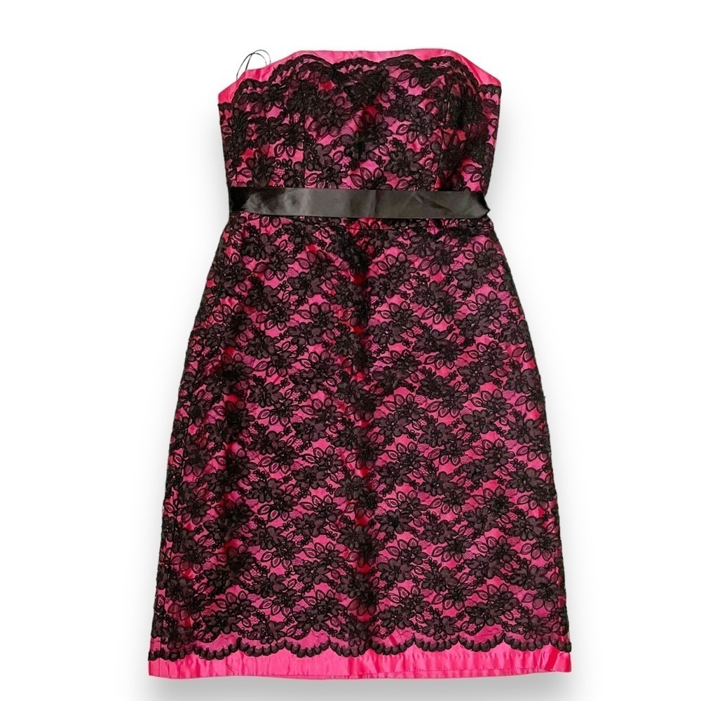 Cibeline Sariano Strapless Contrast Lace Mini Dress